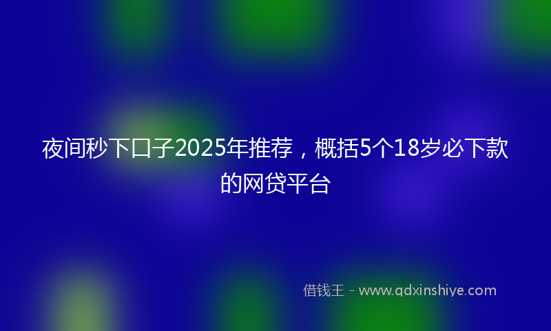 夜间秒下口子2025年推荐，概括5个18岁必下款的网贷平台