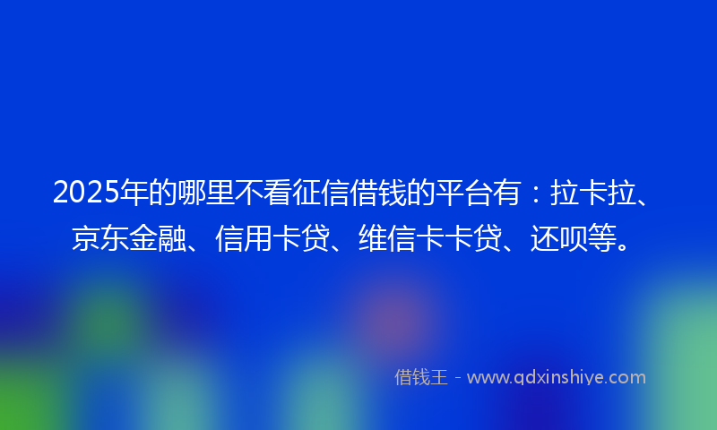 2025年的哪里不看征信借钱的平台有：拉卡拉、京东金融、信用卡贷、维信卡卡贷、还呗等。
