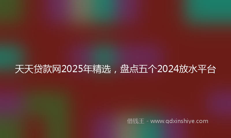 天天贷款网2025年精选，盘点五个2024放水平台