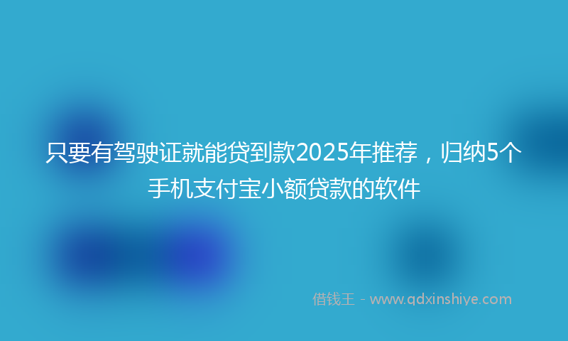 只要有驾驶证就能贷到款2025年推荐，归纳5个手机支付宝小额贷款的软件