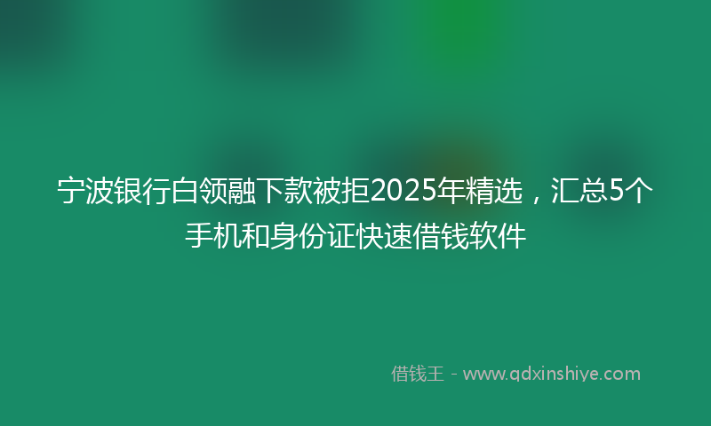 宁波银行白领融下款被拒2025年精选，汇总5个手机和身份证快速借钱软件