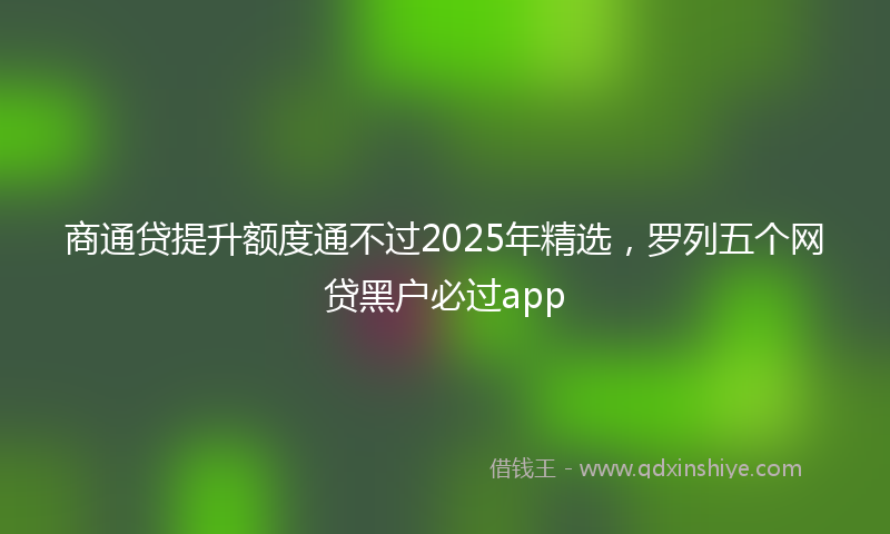 商通贷提升额度通不过2025年精选，罗列五个网贷黑户必过app