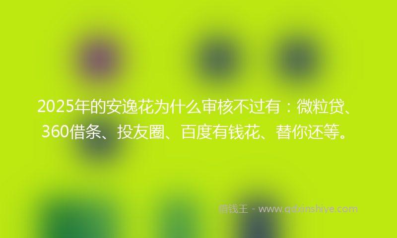 2025年的安逸花为什么审核不过有：微粒贷、360借条、投友圈、百度有钱花、替你还等。
