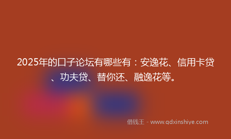 2025年的口子论坛有哪些有：安逸花、信用卡贷、功夫贷、替你还、融逸花等。