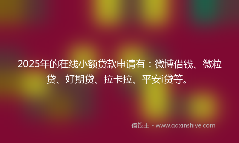2025年的在线小额贷款申请有：微博借钱、微粒贷、好期贷、拉卡拉、平安i贷等。