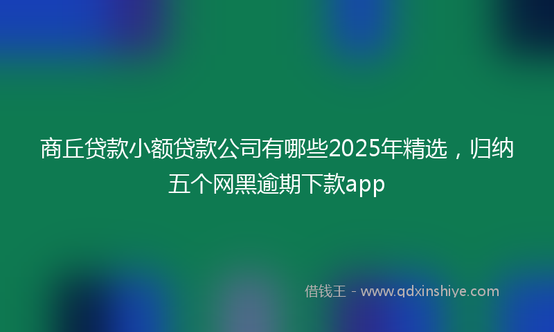 商丘贷款小额贷款公司有哪些2025年精选，归纳五个网黑逾期下款app