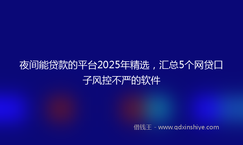 夜间能贷款的平台2025年精选，汇总5个网贷口子风控不严的软件