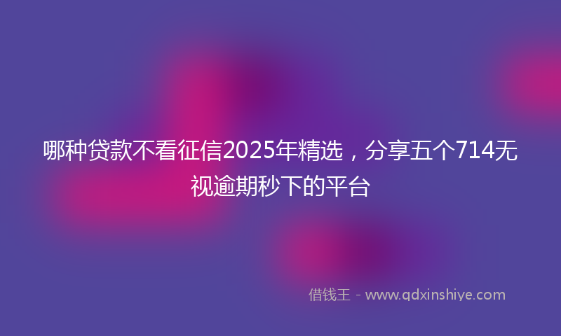 哪种贷款不看征信2025年精选，分享五个714无视逾期秒下的平台