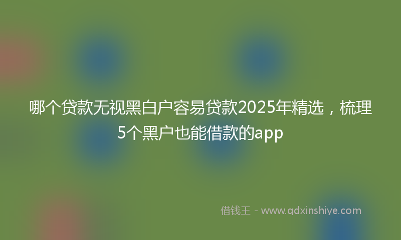 哪个贷款无视黑白户容易贷款2025年精选，梳理5个黑户也能借款的app