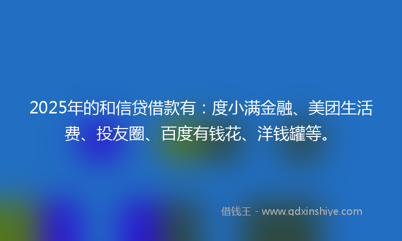 2025年的和信贷借款有：度小满金融、美团生活费、投友圈、百度有钱花、洋钱罐等。
