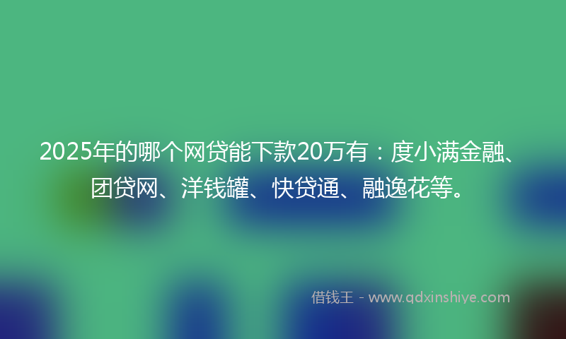 2025年的哪个网贷能下款20万有：度小满金融、团贷网、洋钱罐、快贷通、融逸花等。