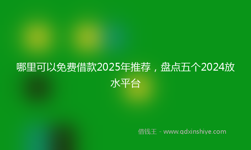 哪里可以免费借款2025年推荐，盘点五个2024放水平台