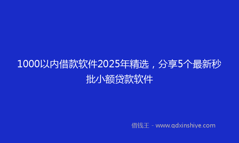 1000以内借款软件2025年精选，分享5个最新秒批小额贷款软件