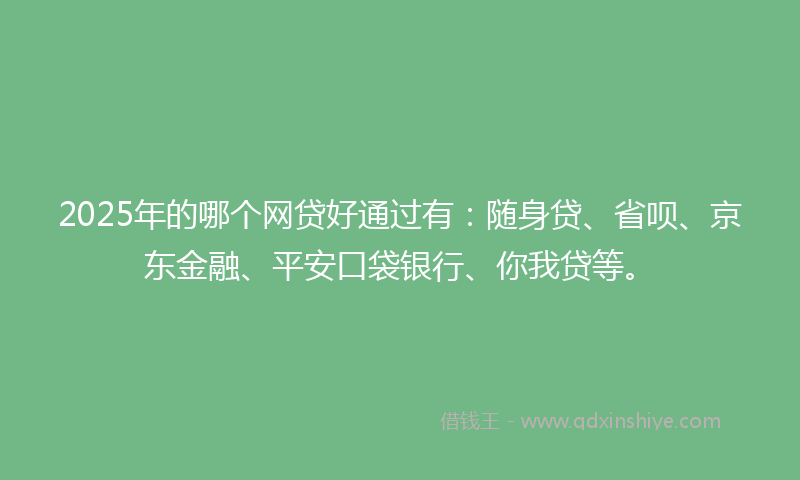 2025年的哪个网贷好通过有：随身贷、省呗、京东金融、平安口袋银行、你我贷等。