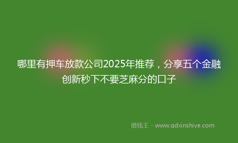 哪里有押车放款公司2025年推荐，分享五个金融创新秒下不要芝麻分的口子