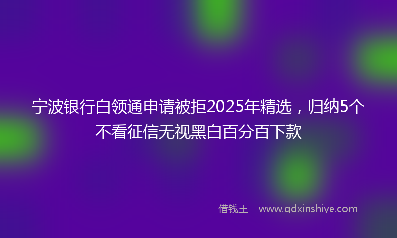 宁波银行白领通申请被拒2025年精选，归纳5个不看征信无视黑白百分百下款