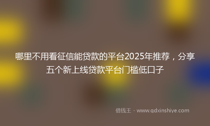 哪里不用看征信能贷款的平台2025年推荐，分享五个新上线贷款平台门槛低口子