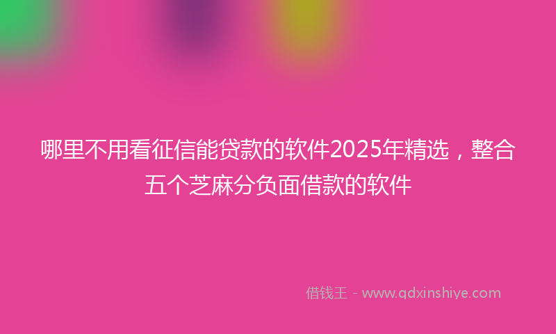 哪里不用看征信能贷款的软件2025年精选，整合五个芝麻分负面借款的软件
