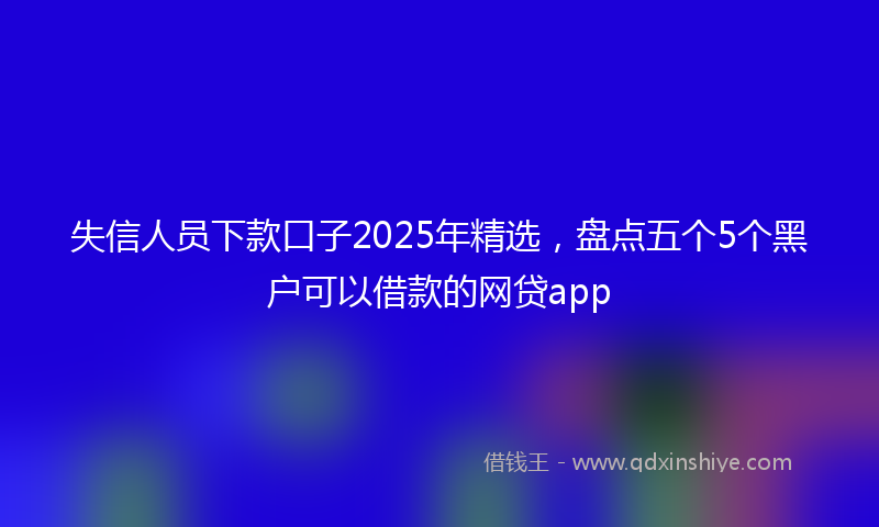 失信人员下款口子2025年精选，盘点五个5个黑户可以借款的网贷app