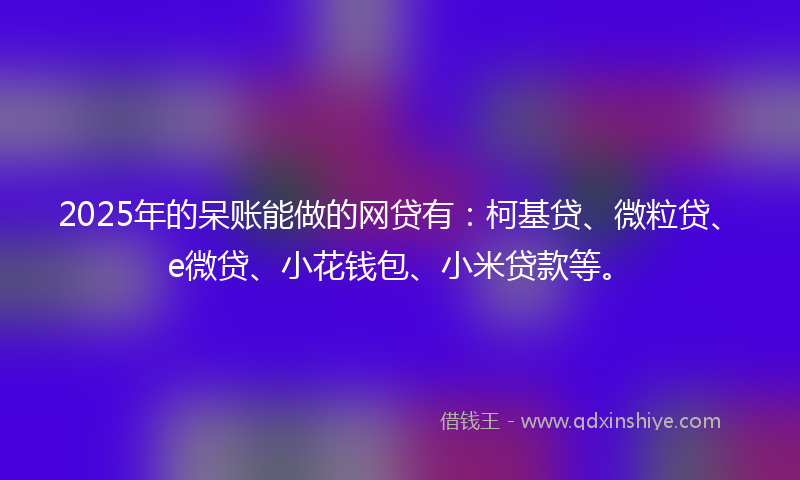 2025年的呆账能做的网贷有：柯基贷、微粒贷、e微贷、小花钱包、小米贷款等。