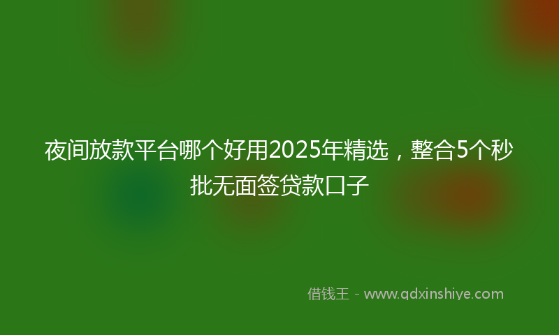 夜间放款平台哪个好用2025年精选，整合5个秒批无面签贷款口子