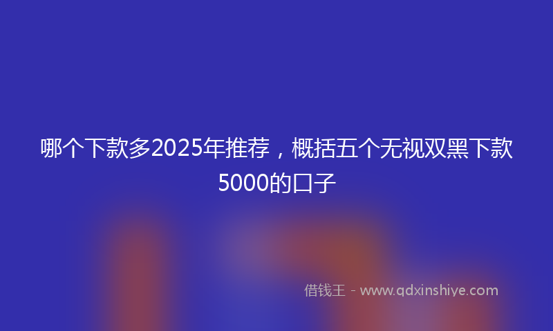 哪个下款多2025年推荐，概括五个无视双黑下款5000的口子