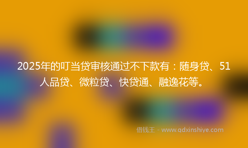 2025年的叮当贷审核通过不下款有：随身贷、51人品贷、微粒贷、快贷通、融逸花等。