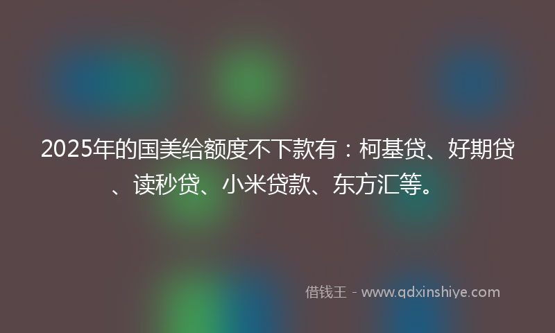 2025年的国美给额度不下款有：柯基贷、好期贷、读秒贷、小米贷款、东方汇等。