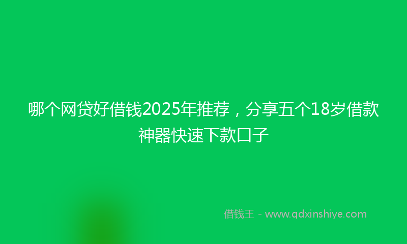 哪个网贷好借钱2025年推荐，分享五个18岁借款神器快速下款口子