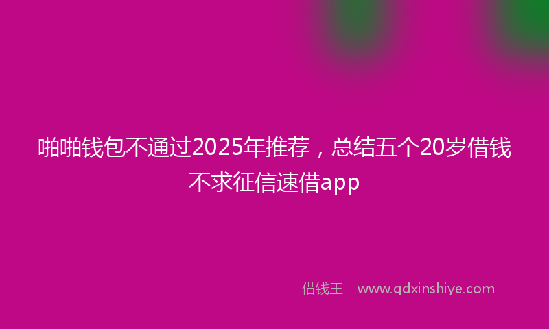啪啪钱包不通过2025年推荐，总结五个20岁借钱不求征信速借app