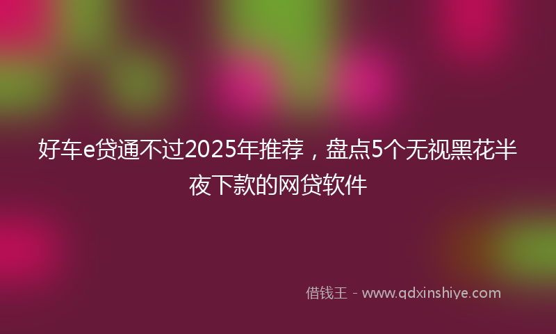 好车e贷通不过2025年推荐，盘点5个无视黑花半夜下款的网贷软件
