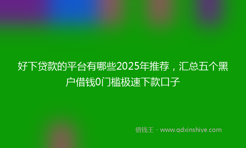好下贷款的平台有哪些2025年推荐，汇总五个黑户借钱0门槛极速下款口子
