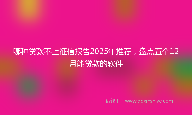哪种贷款不上征信报告2025年推荐，盘点五个12月能贷款的软件