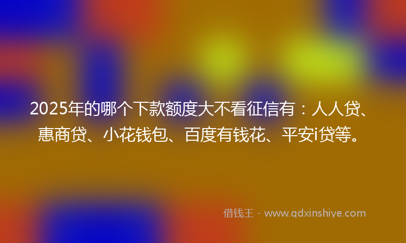 2025年的哪个下款额度大不看征信有：人人贷、惠商贷、小花钱包、百度有钱花、平安i贷等。