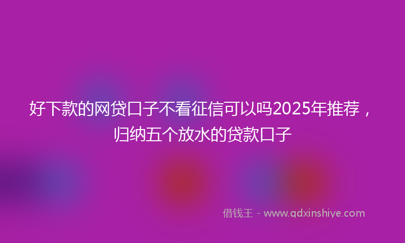 好下款的网贷口子不看征信可以吗2025年推荐，归纳五个放水的贷款口子