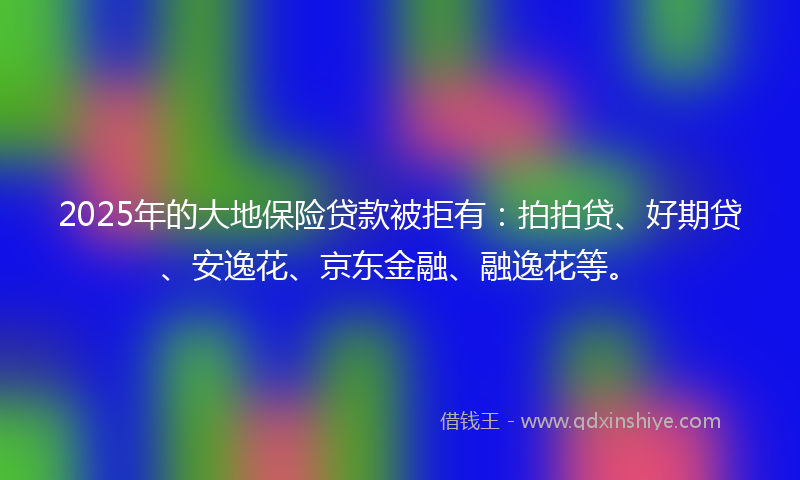 2025年的大地保险贷款被拒有：拍拍贷、好期贷、安逸花、京东金融、融逸花等。