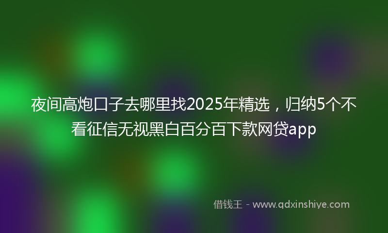 夜间高炮口子去哪里找2025年精选，归纳5个不看征信无视黑白百分百下款网贷app