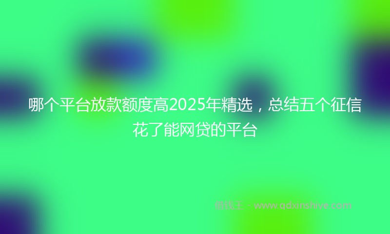 哪个平台放款额度高2025年精选，总结五个征信花了能网贷的平台
