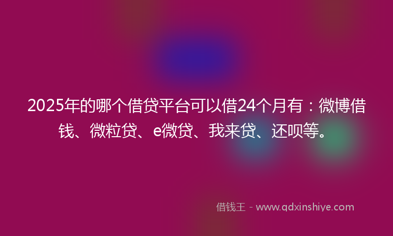 2025年的哪个借贷平台可以借24个月有：微博借钱、微粒贷、e微贷、我来贷、还呗等。