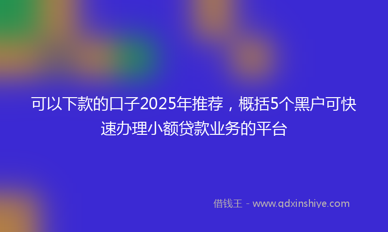 可以下款的口子2025年推荐，概括5个黑户可快速办理小额贷款业务的平台