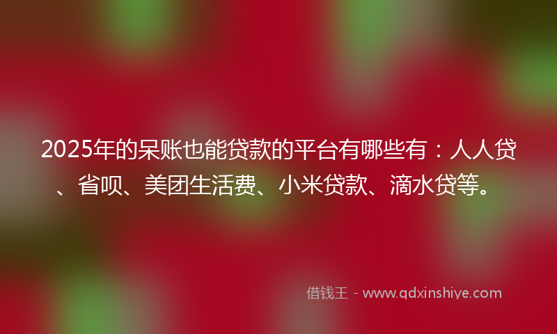 2025年的呆账也能贷款的平台有哪些有：人人贷、省呗、美团生活费、小米贷款、滴水贷等。
