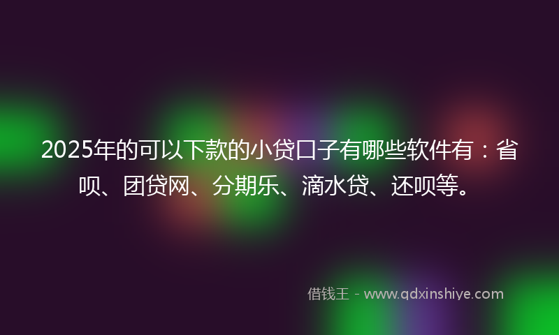 2025年的可以下款的小贷口子有哪些软件有：省呗、团贷网、分期乐、滴水贷、还呗等。