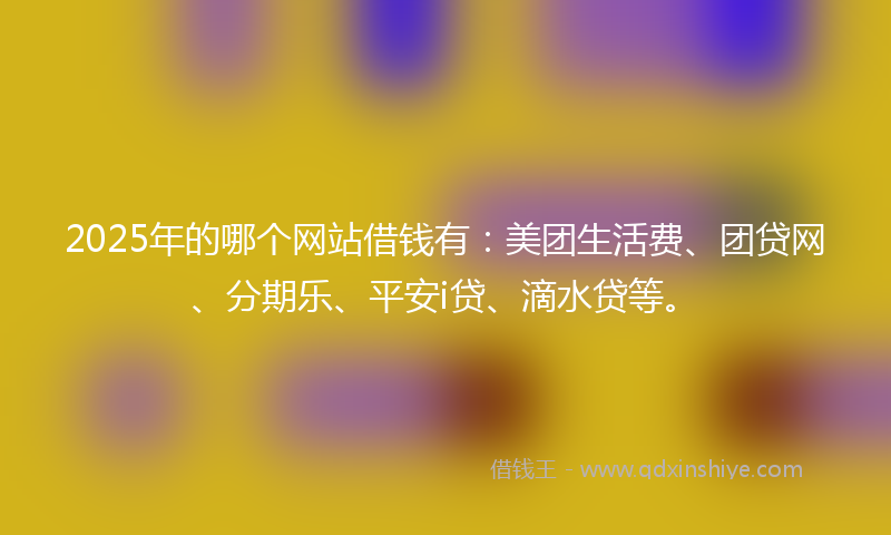2025年的哪个网站借钱有：美团生活费、团贷网、分期乐、平安i贷、滴水贷等。