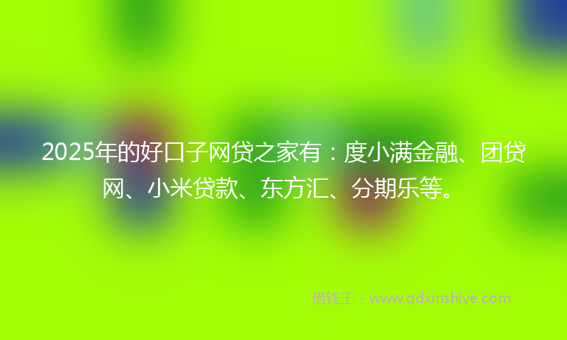 2025年的好口子网贷之家有：度小满金融、团贷网、小米贷款、东方汇、分期乐等。
