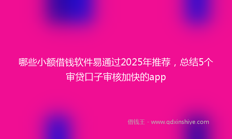 哪些小额借钱软件易通过2025年推荐，总结5个审贷口子审核加快的app