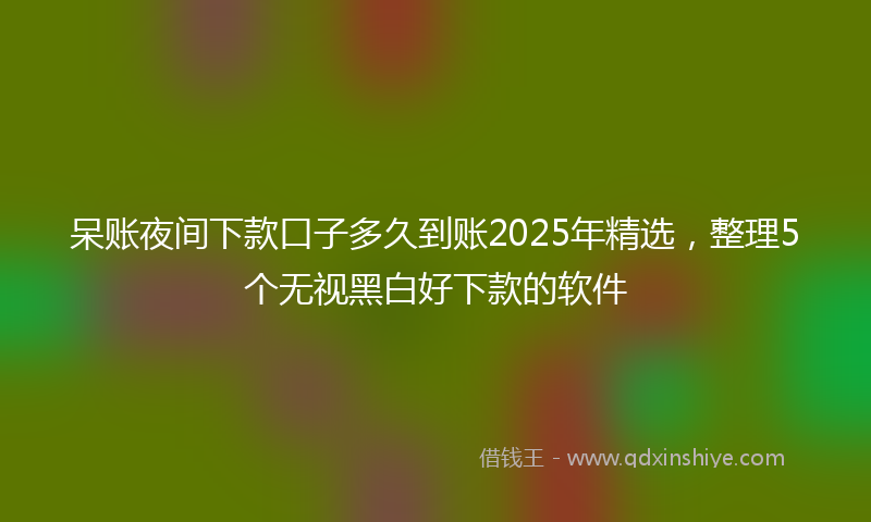呆账夜间下款口子多久到账2025年精选，整理5个无视黑白好下款的软件