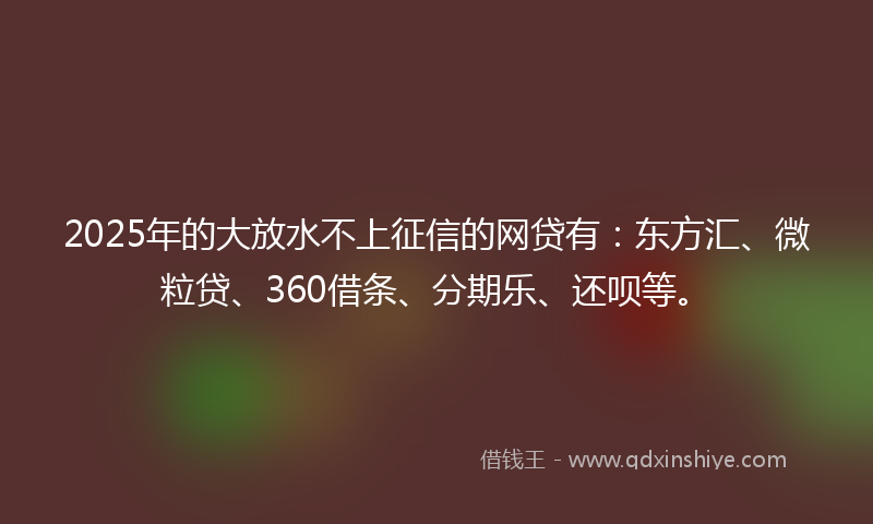 2025年的大放水不上征信的网贷有：东方汇、微粒贷、360借条、分期乐、还呗等。