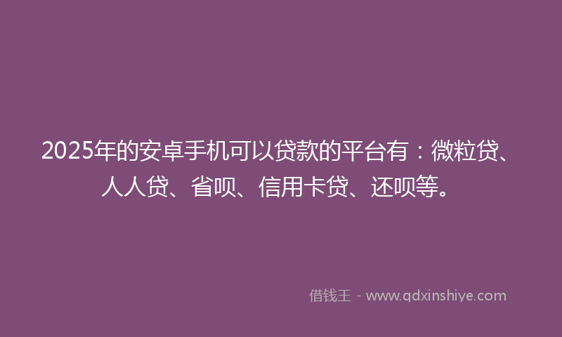 2025年的安卓手机可以贷款的平台有：微粒贷、人人贷、省呗、信用卡贷、还呗等。