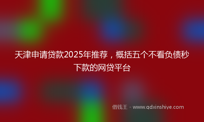 天津申请贷款2025年推荐，概括五个不看负债秒下款的网贷平台
