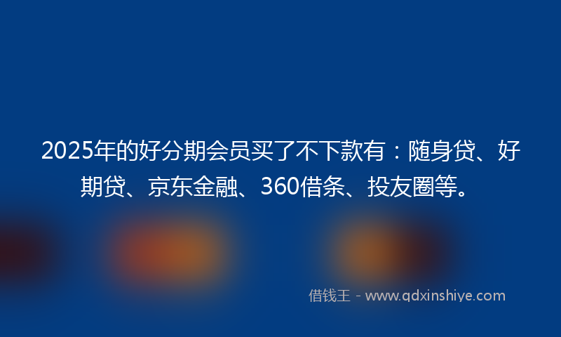 2025年的好分期会员买了不下款有：随身贷、好期贷、京东金融、360借条、投友圈等。